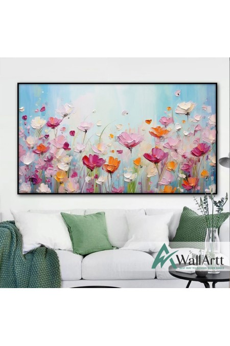 Colorful Wildflowers 3d Heavy Textured Partial Oil Painting